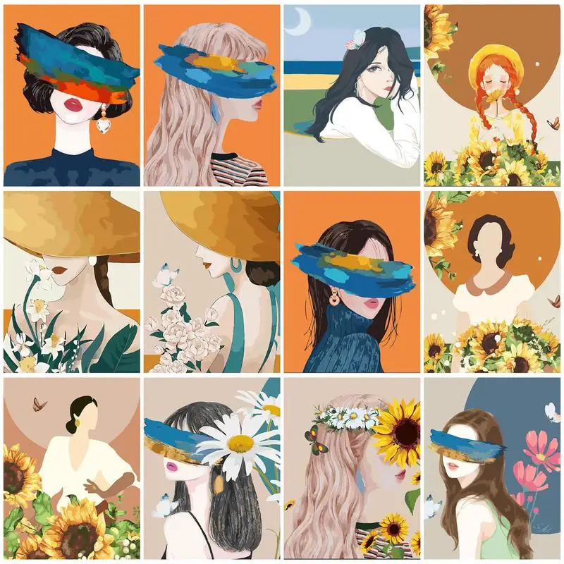 

PhotoCustom Paint By Number Figurer Art Gift DIY Pictures By Numbers Colorful girl Kits Drawing On Canvas Home Decor