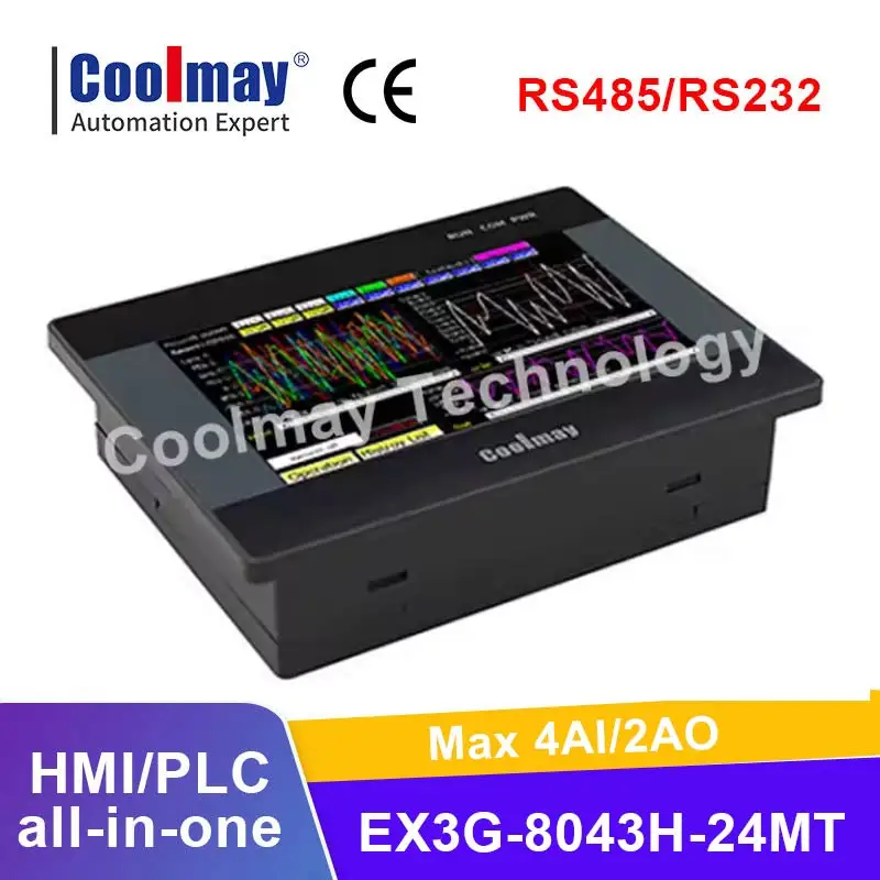 

Coolmay небольшой размер 4,3-дюймовый ПЛК/HMI универсальный HMI сенсорный экран контроллер шагового двигателя для автомойки сенсорный экран
