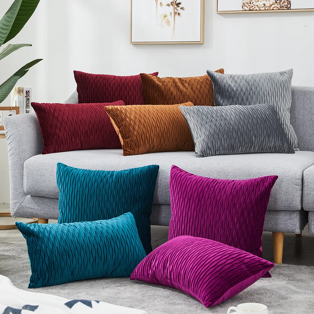 

Jacquard Velvet Throw Pillow Covers Polyester Pillowcases Home Decor Cushion Cover For Couch Sofa