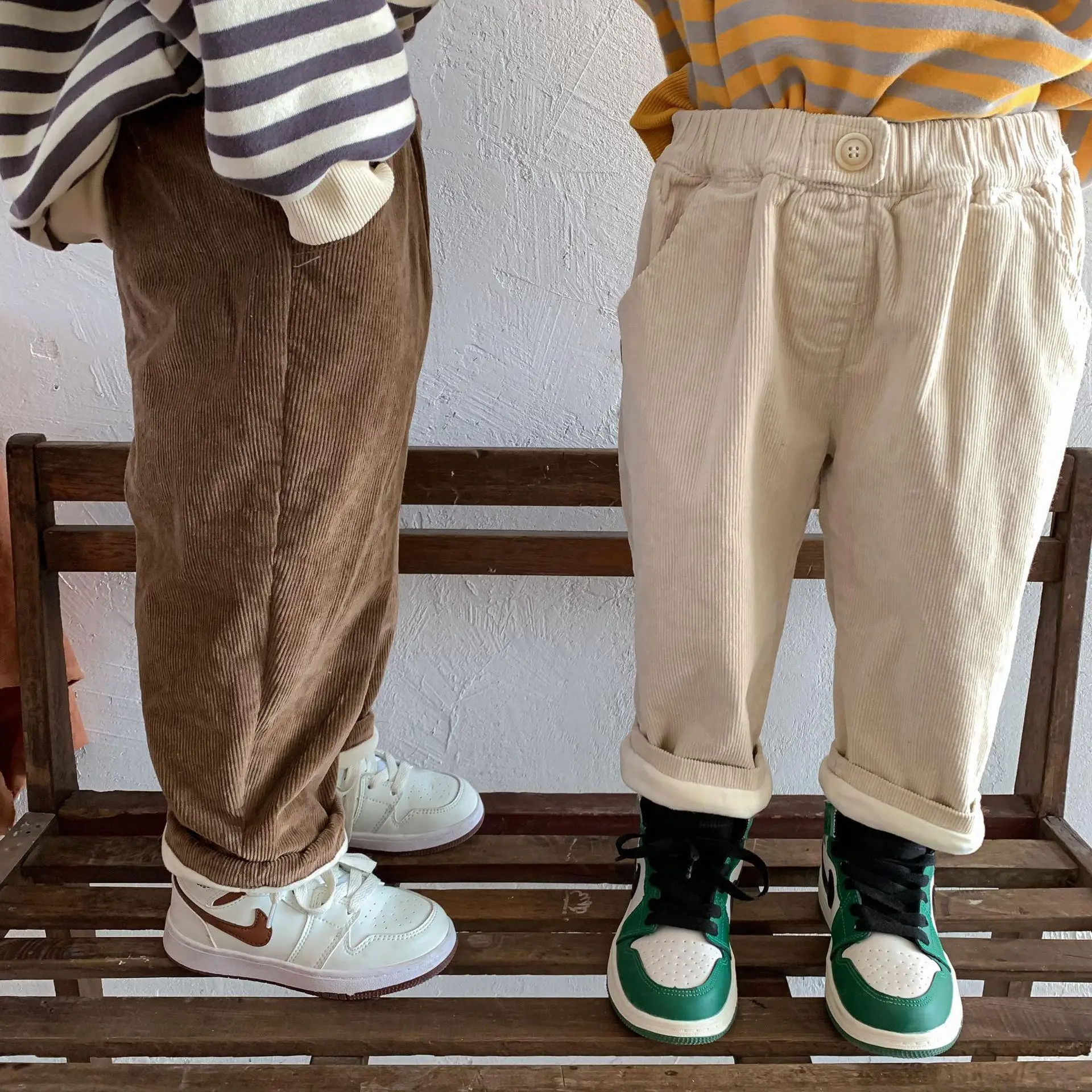 

Children's Winter Plush Elastic Velvet Long Pants Boys And Girls' Thickened Double-layer Cotton Pants