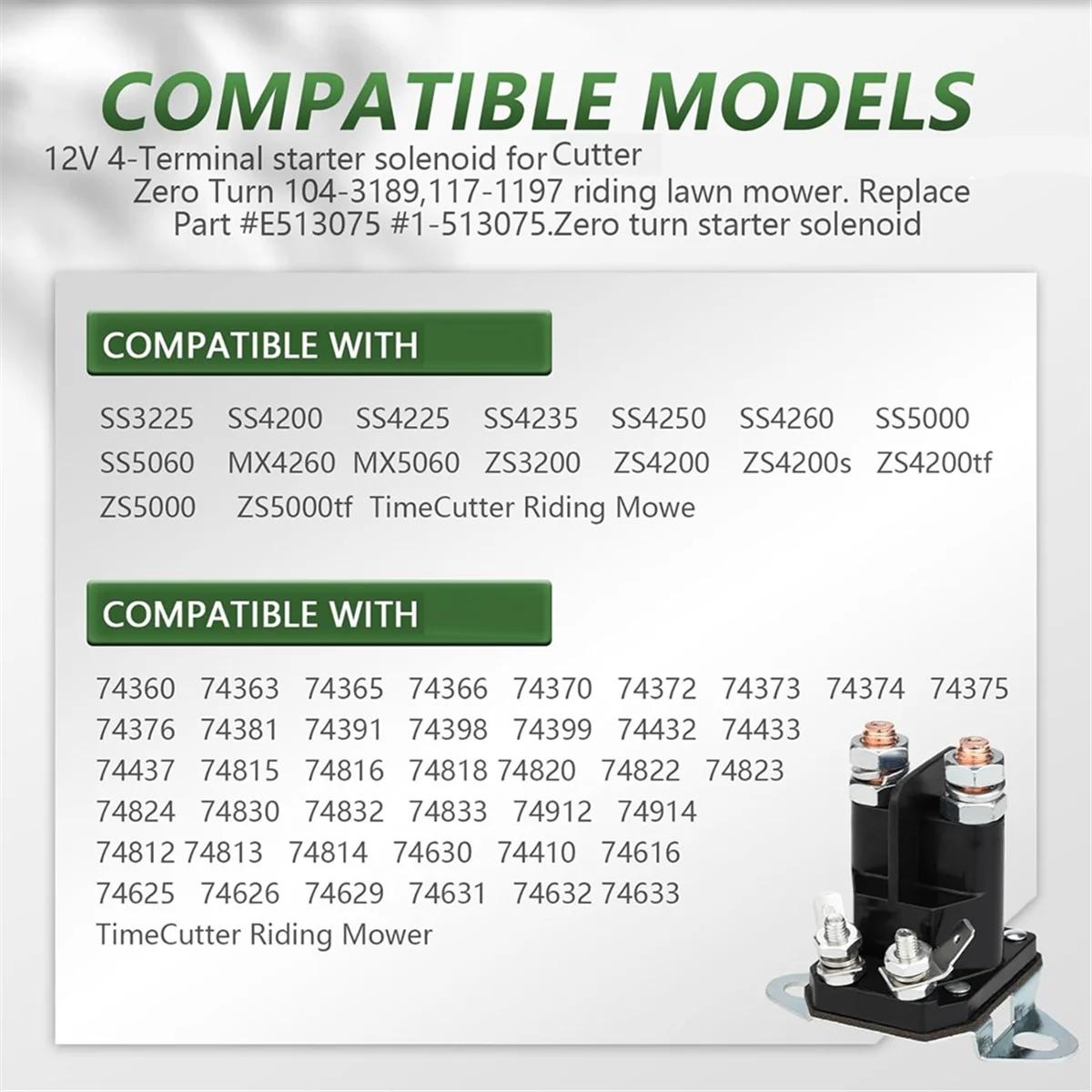 117-1197 Соленоид стартера для газонокосилки Toro Exmark Timecutter Ss5000 Z4200 Ss4225 Ss4235 с нулевым