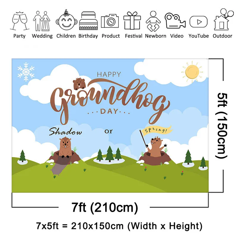Фон для фотосъемки Mocsicka Happy Groundhog Day размер в ассортименте