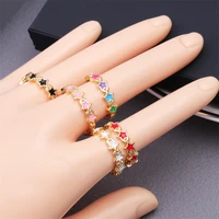 1 piece korean new fashion copper inlaid punk star ring gold plated womens party open rings 2022 jewelry drop shipping