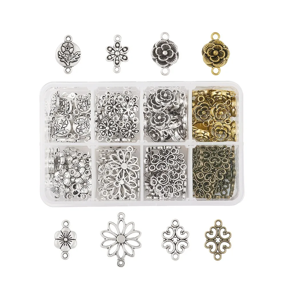 

About 160pcs Flower Alloy Tibetan Style Links Connectors Floral Findings for DIY Necklaces Charms Bracelet Crafts Jewelry Making