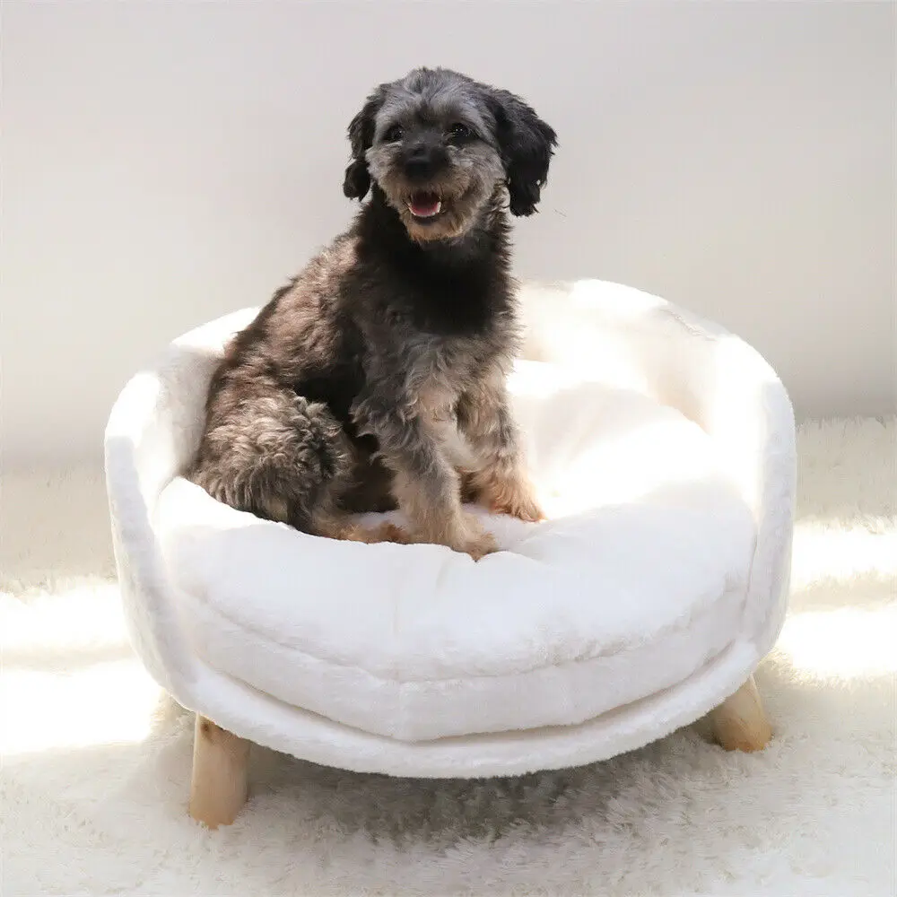 

Pet Sofa Bed Raised Cat Chair Small Dog Couch Bed Removable Cushion Sleep House