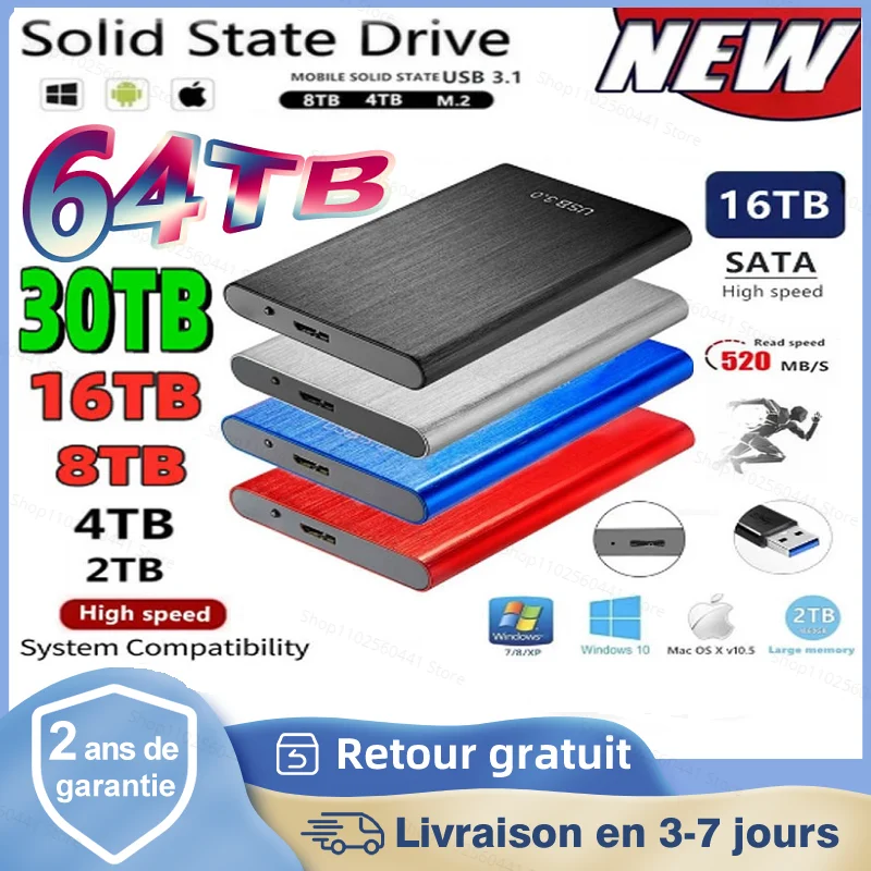 

New Portable 1TB 2TB SSD 4TB 16TB External Hard Drive Type-C USB 3.1 High Speed 8TB External Storage Hard Disks For Laptops