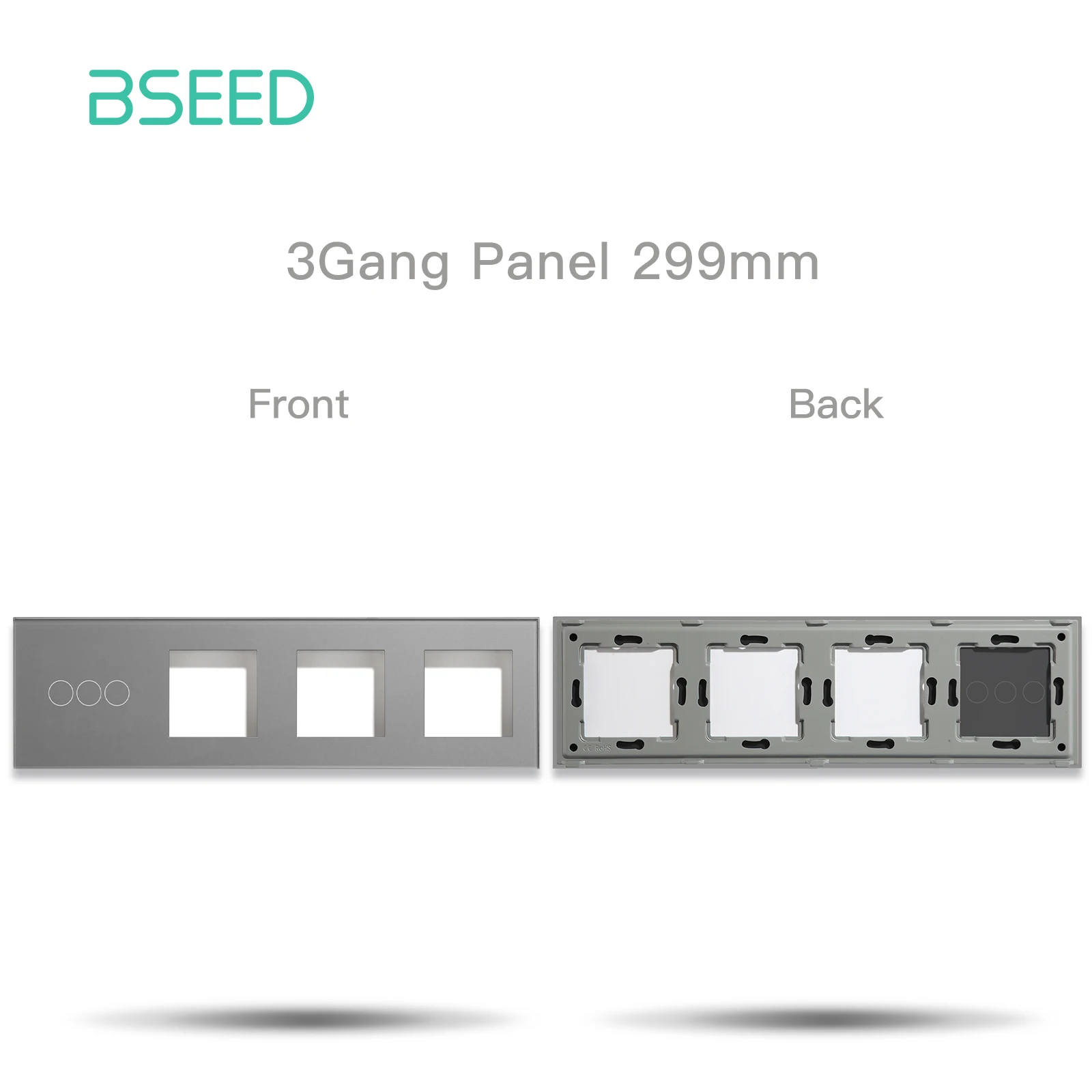 

BSEED Панель переключателей из стекла 299 мм 1/2/3 Gang