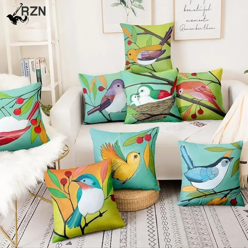 

Oil Painting Bird Digital Print Pillowcase Home Pillow Decor Almofadas Decorativas Para Sofa Pillowcase 45*45cm