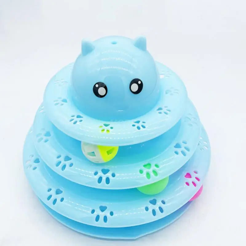 

Pet Cat Toy Three Levels Tower Tracks Disc Cat Intelligence Amusement Triple Pay Disc Cat Toys Ball Training Amusement Plate