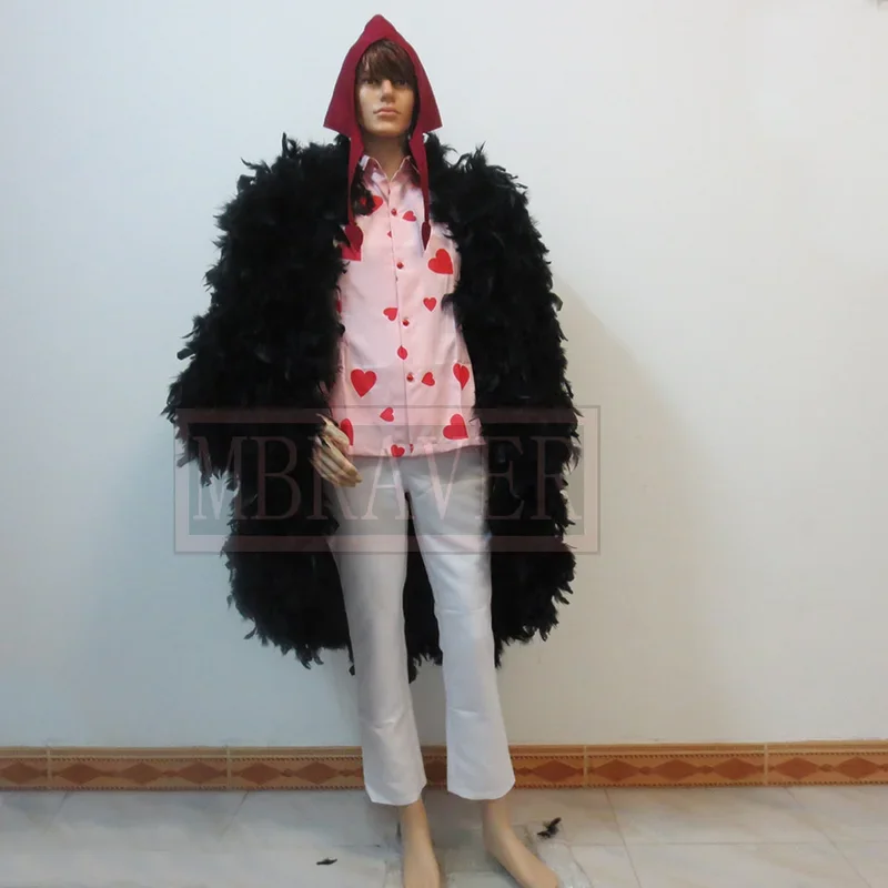 Donquixote Rosinante Corazon Косплей Костюм Перьевое пальто Рубашка Брюки Шляпа На заказ