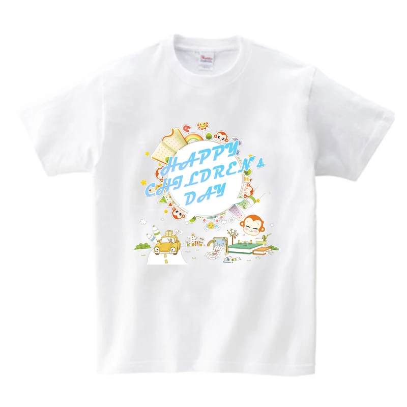 

Детская футболка с коротким рукавом, из чистого хлопка, с мультяшным принтом