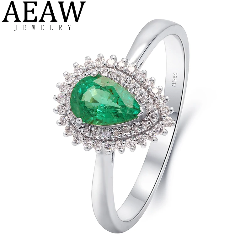 

Classic Women Engagement Party Jewelry High Quality Big Tear Drop Emerald Rings with Moissanite Stones