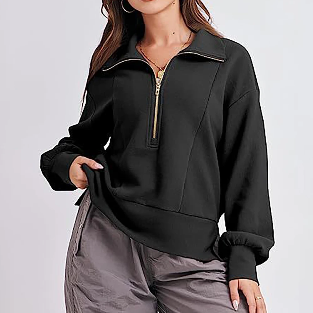 

Commuting Autumn Winter Warm Hoodies Women Vintage Zipper Loose Hooded Shirt Casual Oversize Pullover Street Sweatshirt Clothes