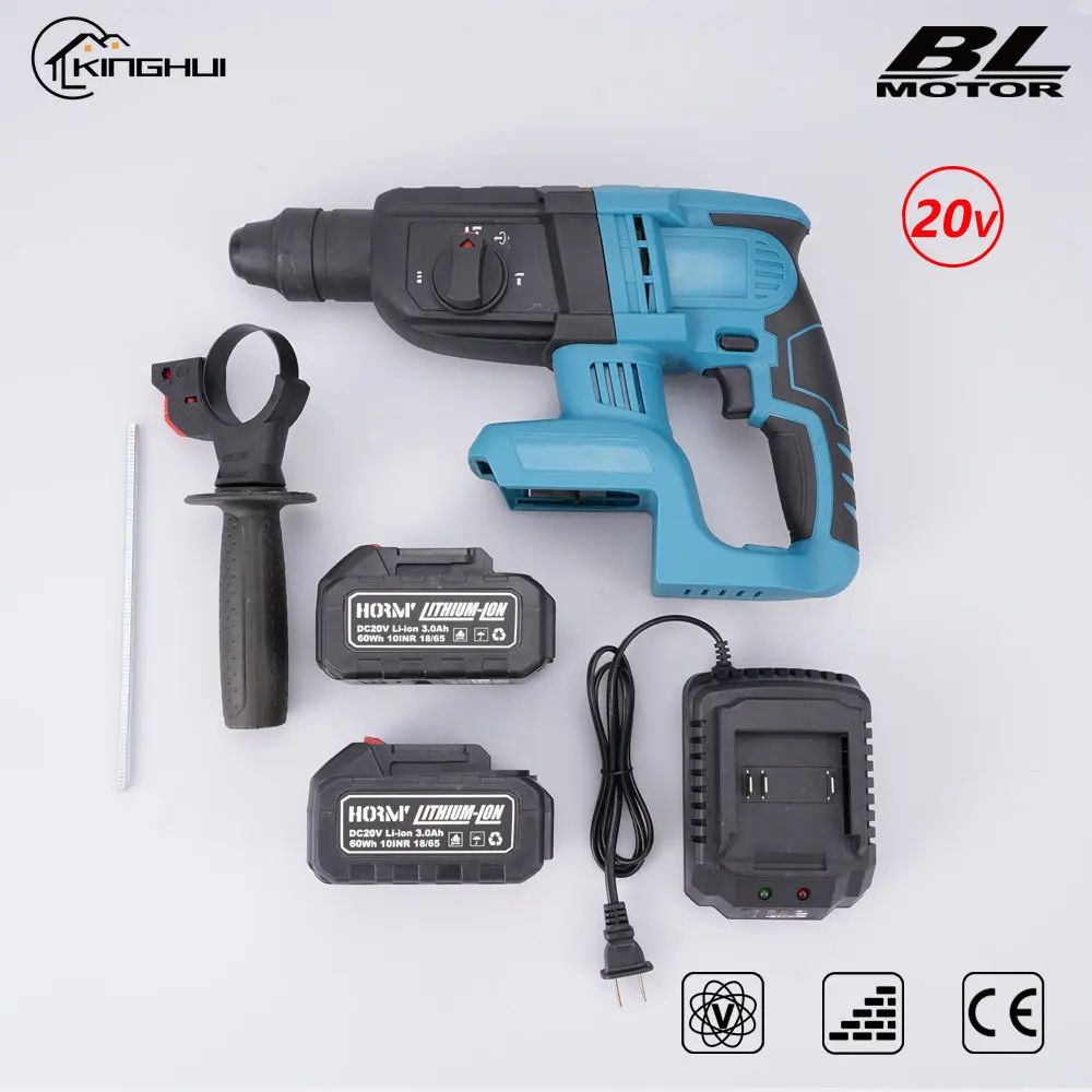 

20V 10000BPM Brushless Electric Hammer Impact Drill Cordless Rotary Hammer Rechargeable Punching Machine For Makita Battery