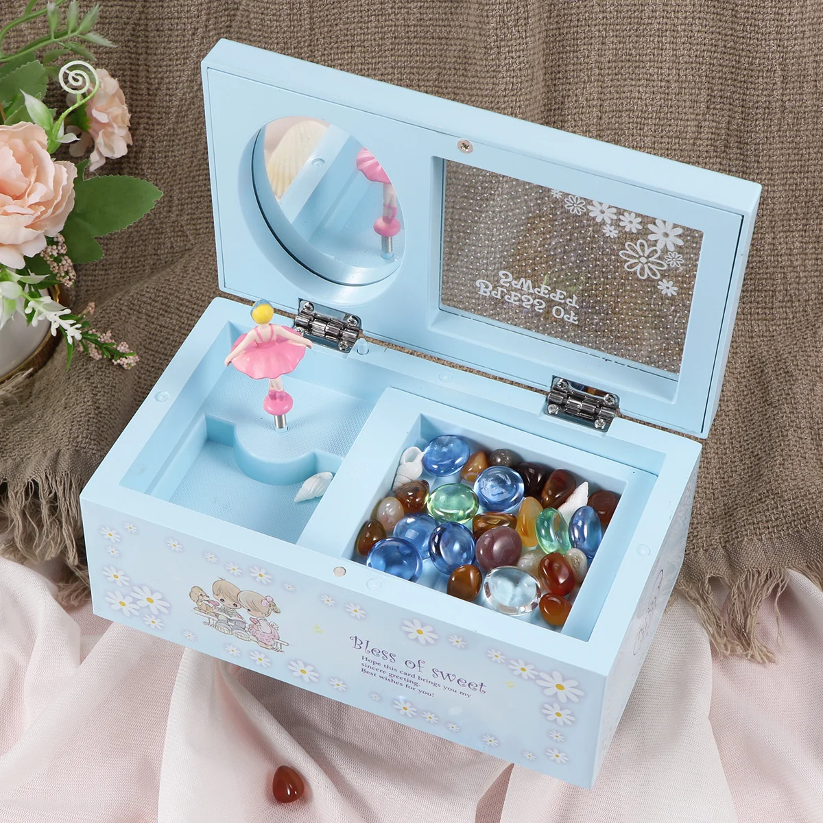 1 шт. музыкальная шкатулка с прозрачной крышкой музыкальный футляр Twirly Dancing Girl