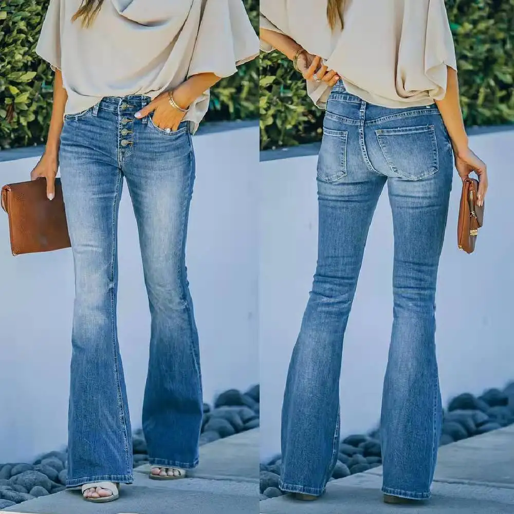 

High Waist Mom Jeans Fashion Denim Pants Stretch Flared Jean Woman Fashion Denim Pants Slim Trousers Streetwear Jeans
