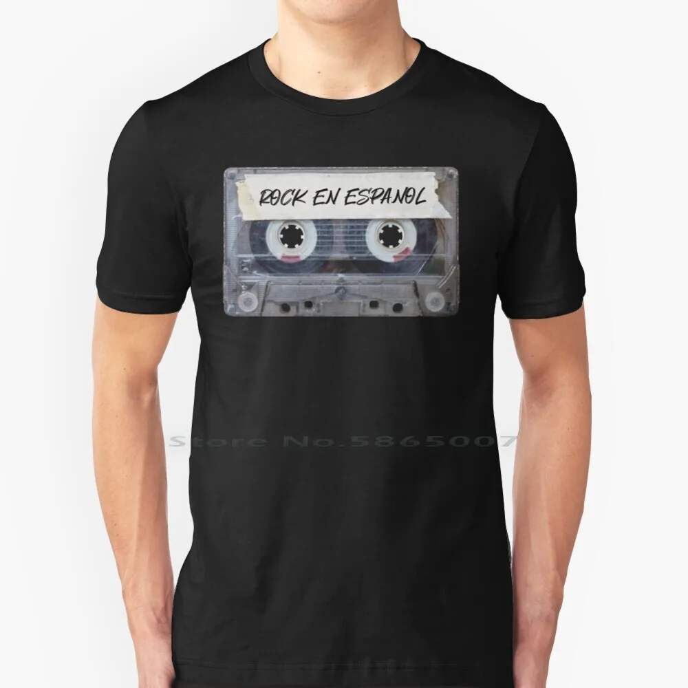 Recorded Music Genre Cassette Old School Rock En Espanol T Shirt 100% Cotton Recorded Music Genre Old School Music Cassette
