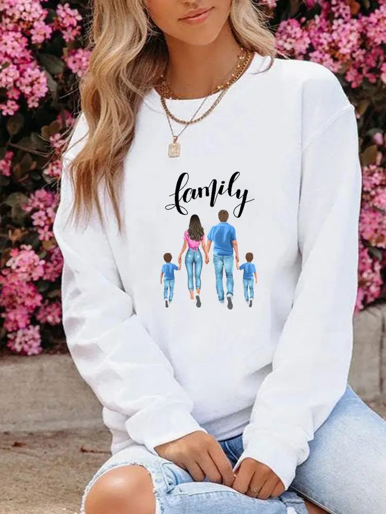 

Love Family Mother Mom Casual Women Graphic Sweatshirts Autumn Spring O-neck Fashion Clothing Clothes Print Pullovers