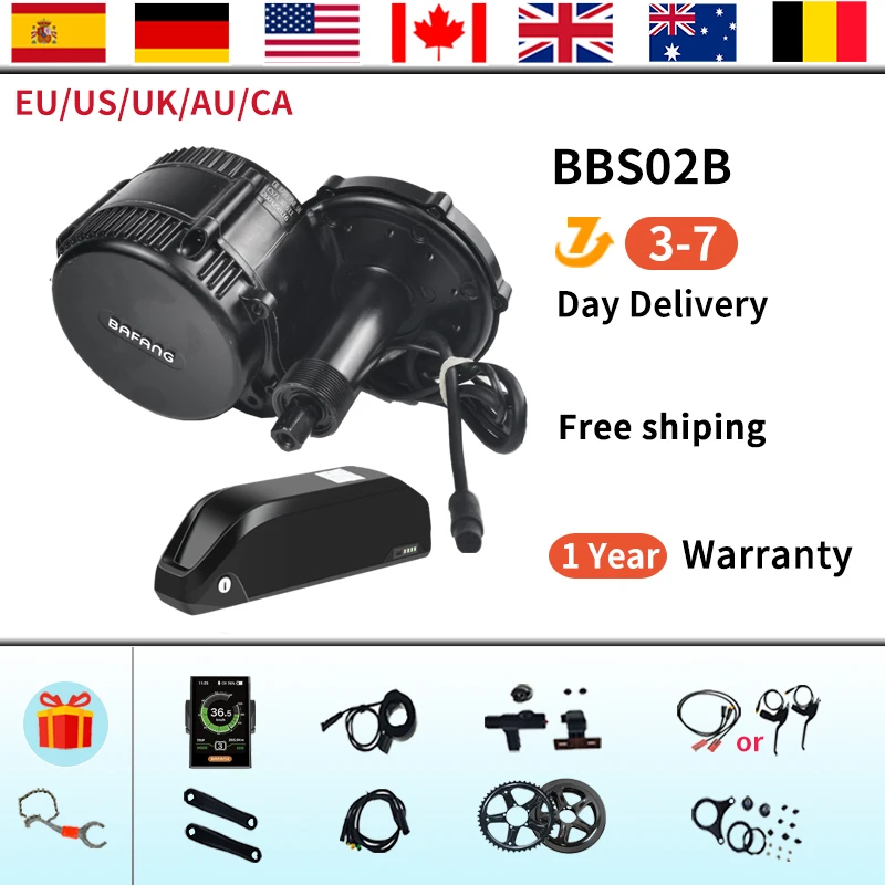 

Bafang Mid Drive Motor 750W 48V Electric Bicycle Conversion Kit BBS02B BBS02 For eBike Powerful 52V 20Ah 18650 Lithium Battery