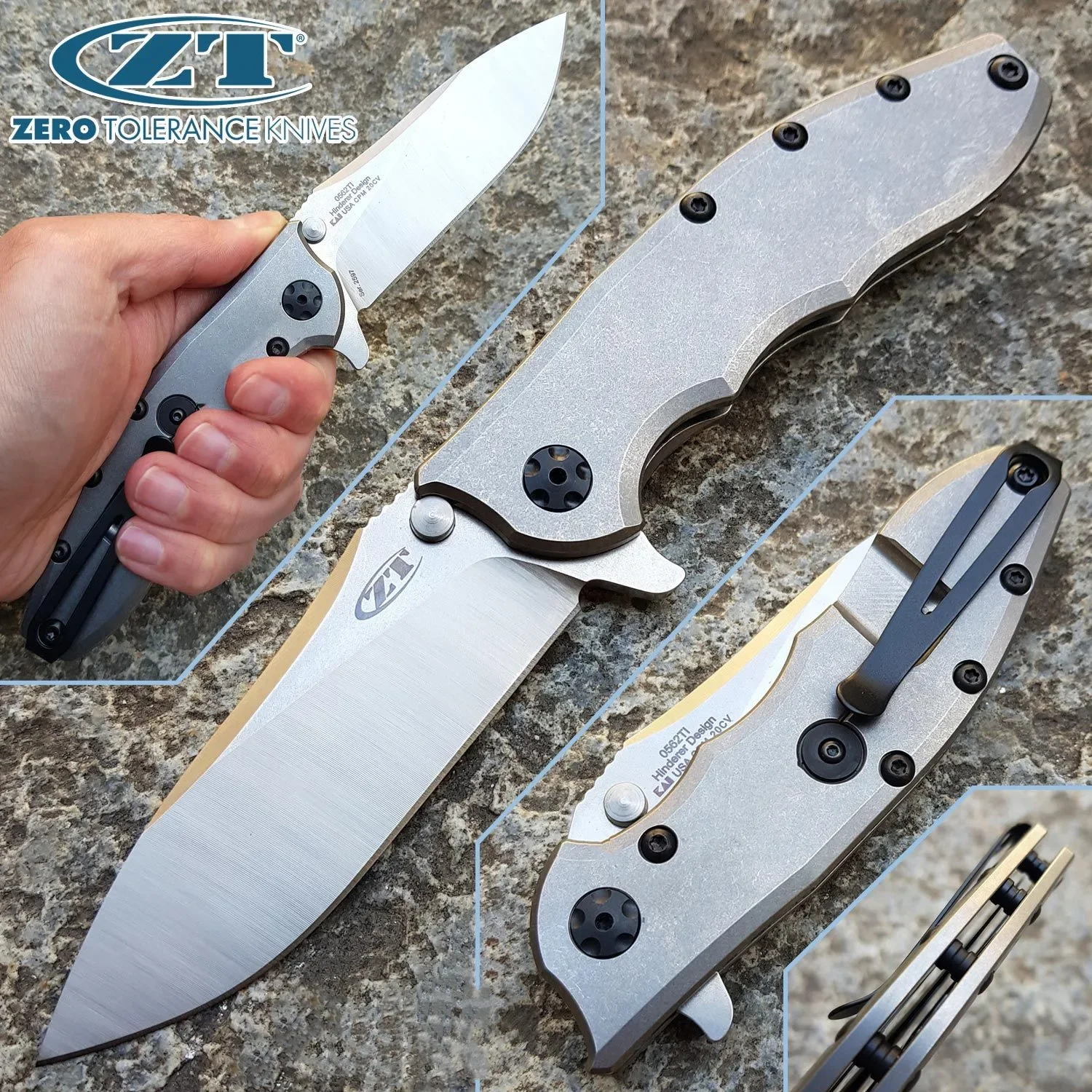 

Карманный складной нож ZT0562 С флиппером и шарикоподшипником, рукоятка из титанового сплава с лезвием D2, тактический инструмент для охоты и повседневного использования