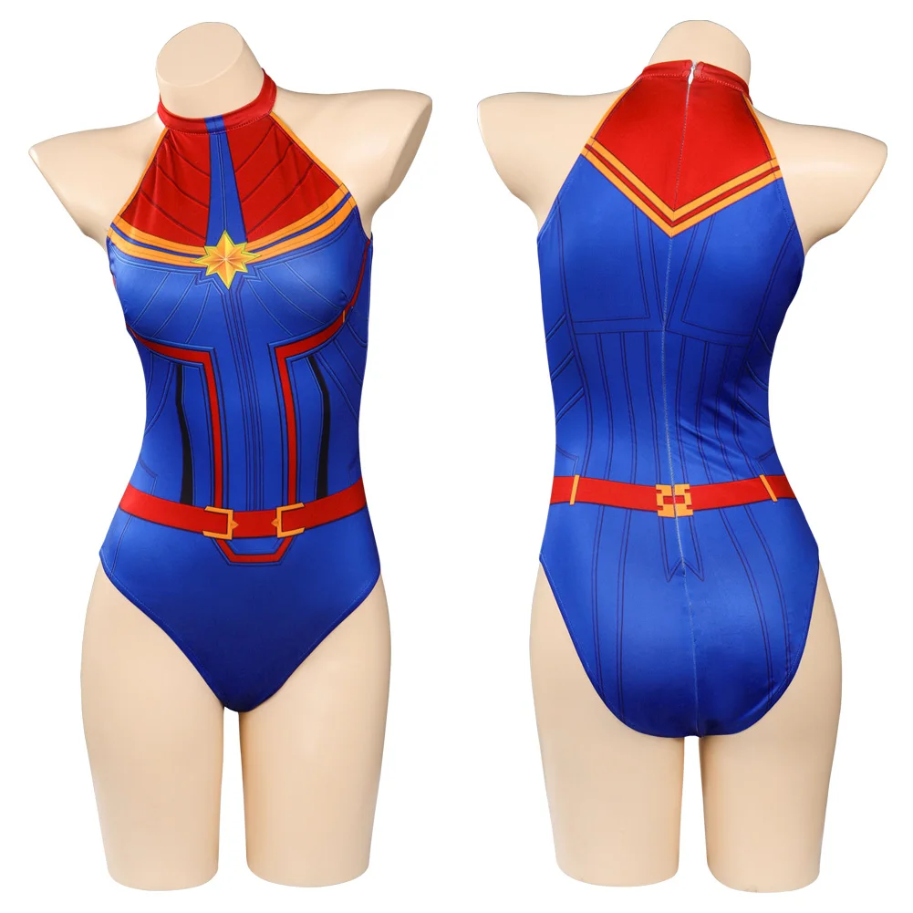 Captain Carol Danvers Cosplay Costume Sexy Swimsuit Outfits Halloween Carnival Suit
