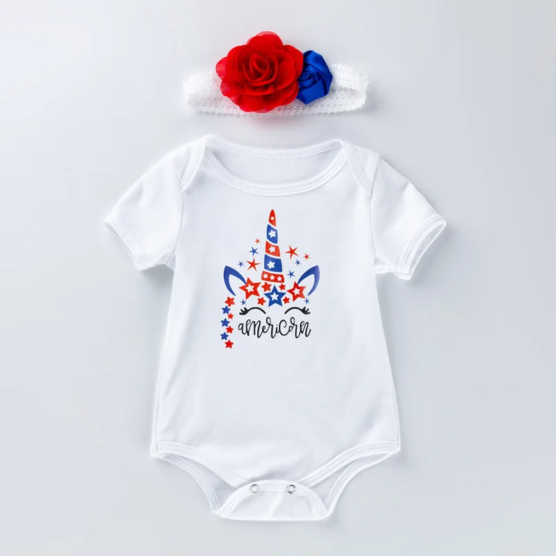 

LZH Baby Clothes 2022 Summer New Short Sleeve Cartoon Baby Jumpsuit For Newborn Triangle Romper Send Flower Headband 0-24 Months