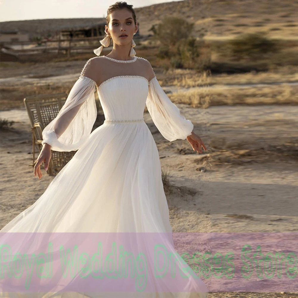 

Retro Bubble Wedding Dresses A-line Draped Tulle Satin 2022 Strapless Applique Lace Floor Length High Quality Gowns Robe De Ma