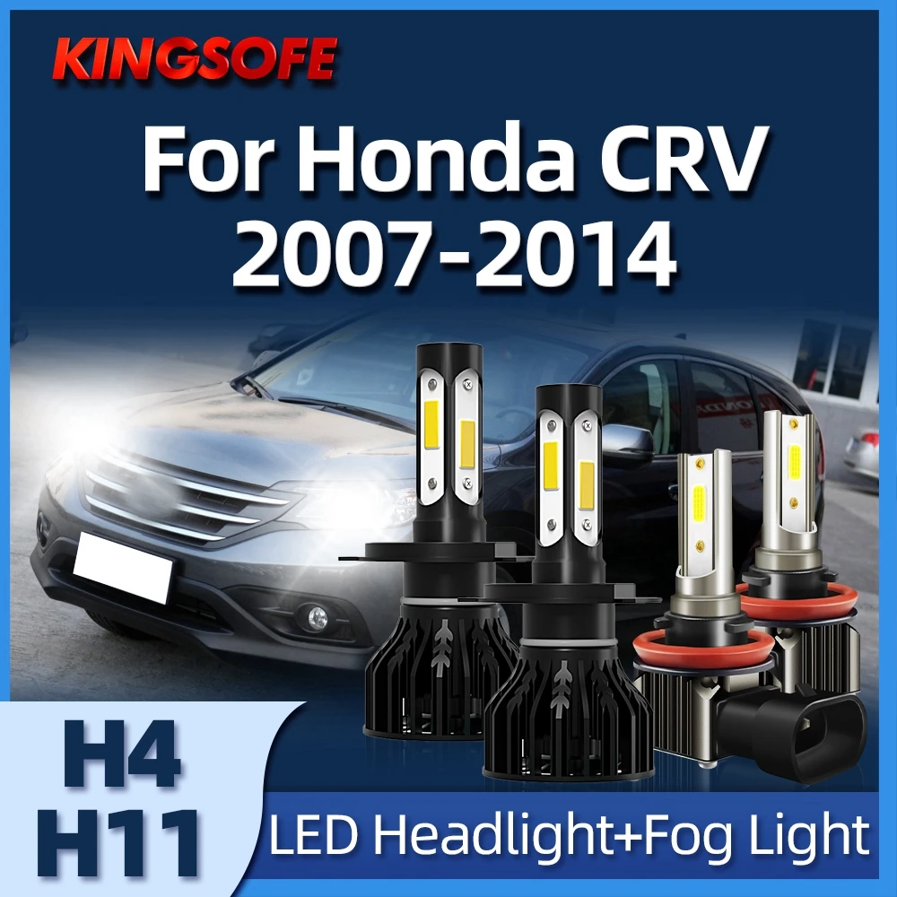 

KINGSOFE 2/4 шт. лампы головного света H4 Противотуманные фары H11 6000K CSP COB Чип Подходит для Honda CRV 2007 2008 2009 2010 2011 2012 2013