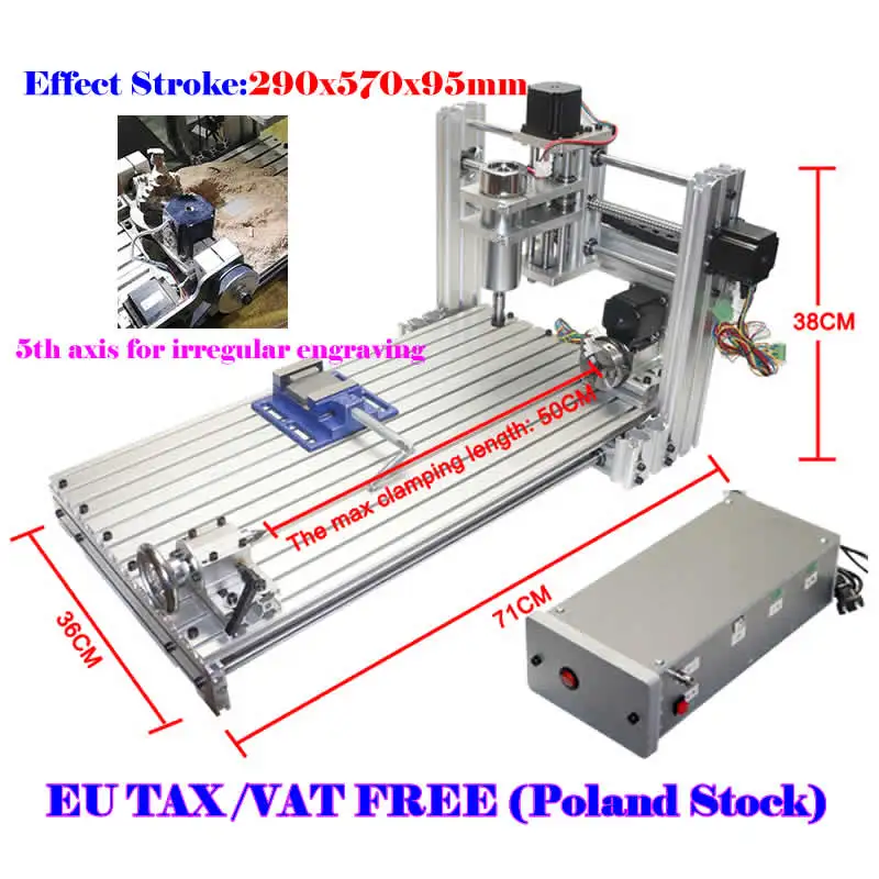 

Diy CNC 5axis Router Machines 3060 Wood Engraving Metal Milling PCB Drilling Cutting Machine with 4axis 400W Aluminum Frame
