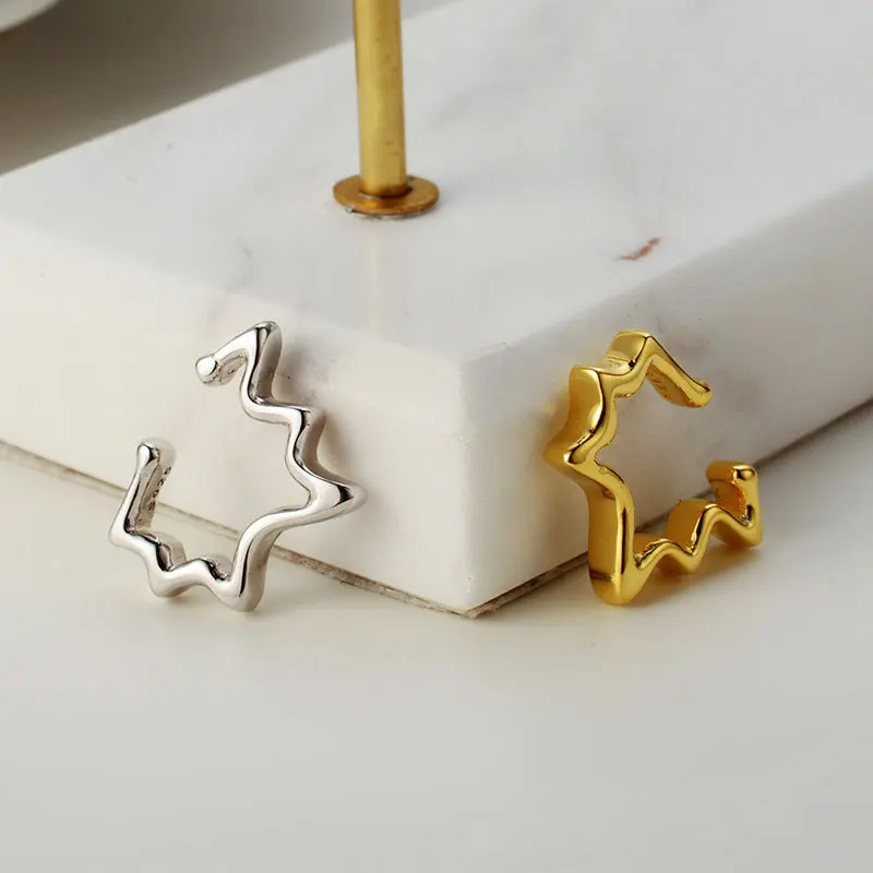 

Youth of Vigor Solid 925 Silver Star Wire Clip-on Ear Cuffs 18K Gold Tone Party Earrings E1104 1 Piece