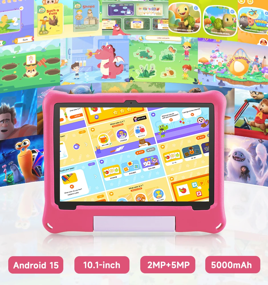 Фото Планшет ANRY Global Android 16 для детей, 10.1 дюйма, восьмиядерный процессор, 8 ГБ ОЗУ, 64 ГБ ПЗУ, HD IPS-дисплей, Wi-Fi, Bluetooth, для школьников, Google Play №5