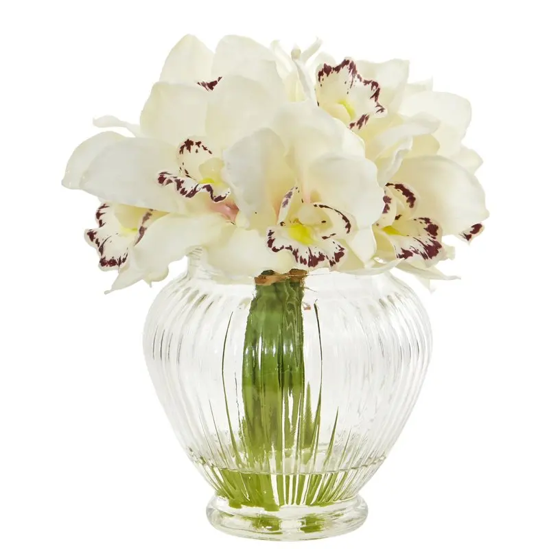 

Orchid Artificial Arrangement in Glass Vase, Cream