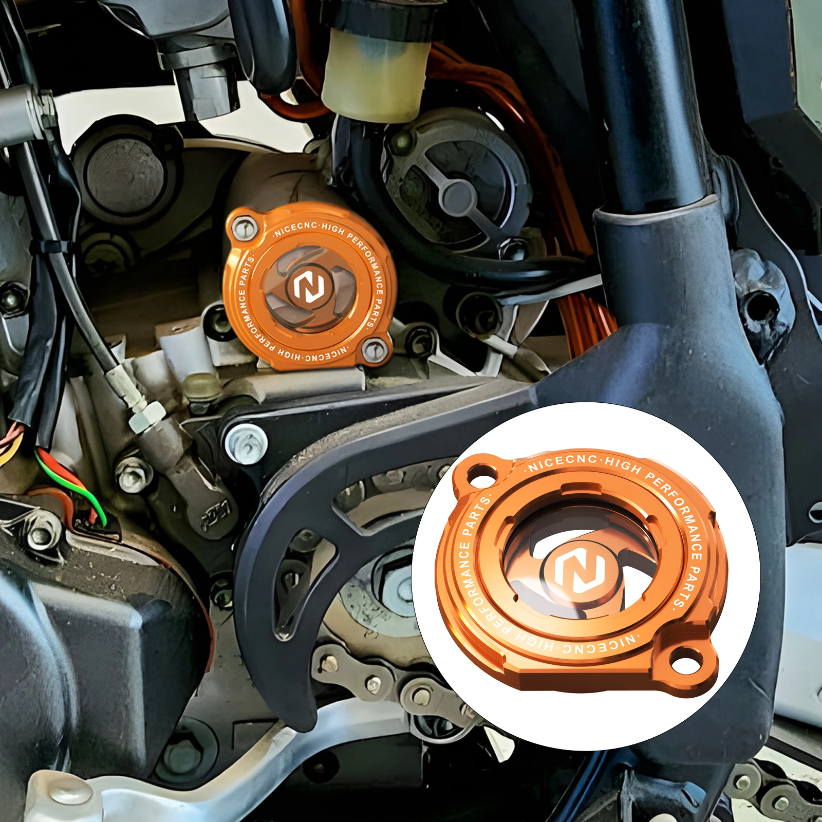 

NICECNC For KTM 250 400 EXC 2001-2005 250 SXF EXC-F XCF XCF-W 2007-2012 450 EXC MXC SMR SX 2004-2005 Engine Oil Filter Cover Cap