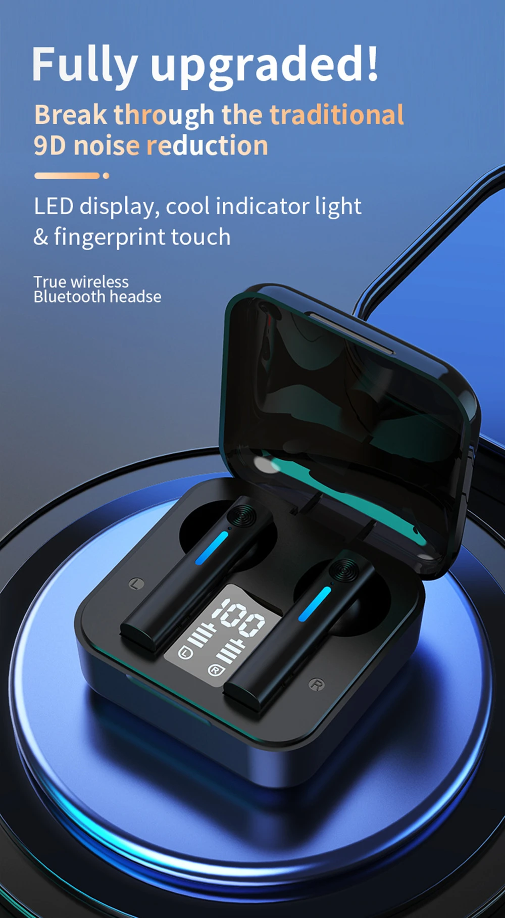 Беспроводные Bluetooth-наушники с сенсорным управлением и шумоподавлением