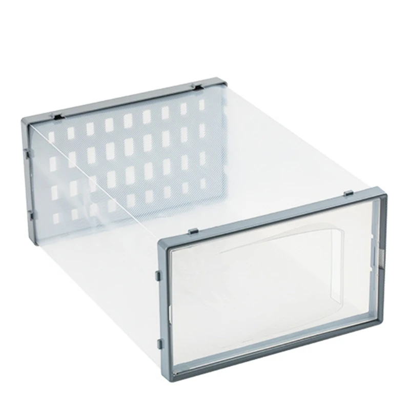 

Прозрачная пластиковая коробка для хранения обуви, утолщенный Штабелируемый органайзер для обуви и чехлов, контейнер с выдвижными ящиками,...