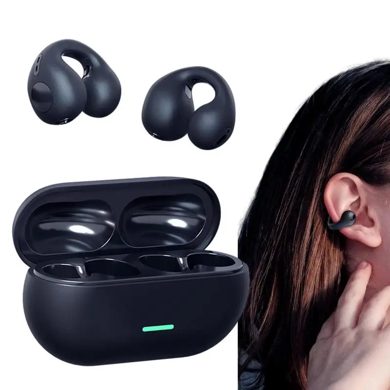 

Open Ear Clip Headphones Bone Conduction Wireless Earphones Sweatproof Conduction Headset For Sports Workout Cycling Running