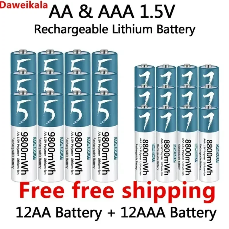 Перезаряжаемый литий-ионный полимерный аккумулятор Daweikala AA1.5v/AAA1.5v пульт
