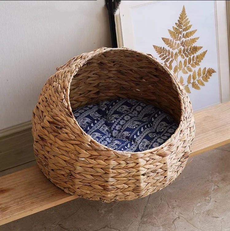 

Selling Interesting 2022 INS Cat Nest Made Of Rattan Summer Cool Advanced Woven 4 Seasons Universal Pet House Sleeping Nest