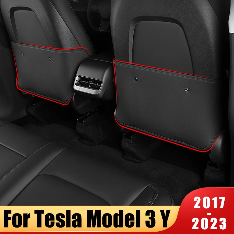 

For Tesla Model 3 Y 2017-2020 2021 2022 2023 Seat Back Car Anti Kick Pad Protector Interior Child Anti Dirty Leather Accessories
