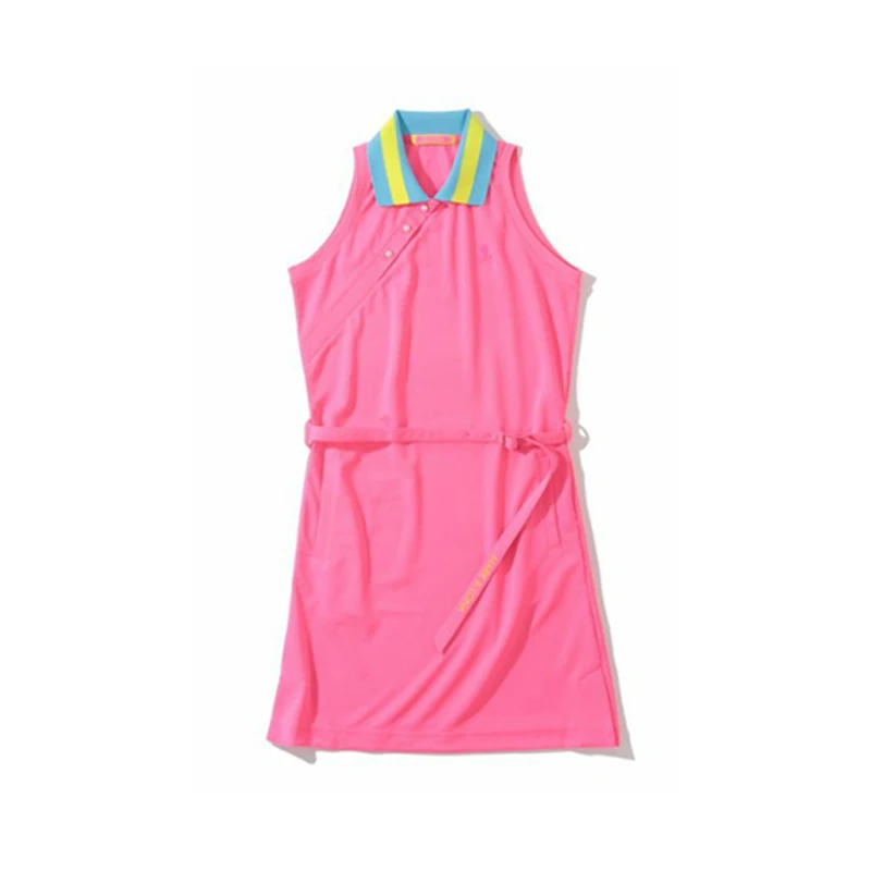 

New Golf Women's Sleeveless Dress Fashion Casual Slim Golf Women's Lapel Polo Shirt Dress Ladies Short Skirt Overskirt