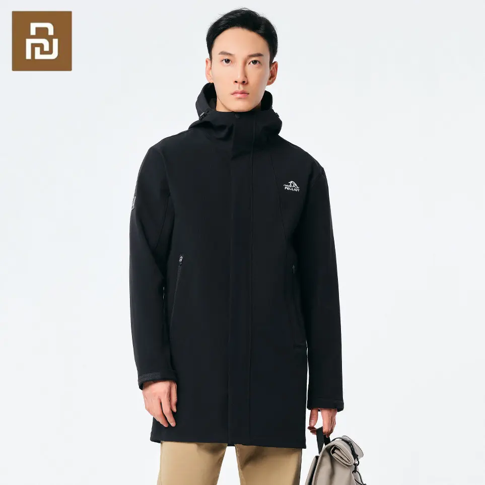 

Мужская водонепроницаемая ветровка с капюшоном, средней длины