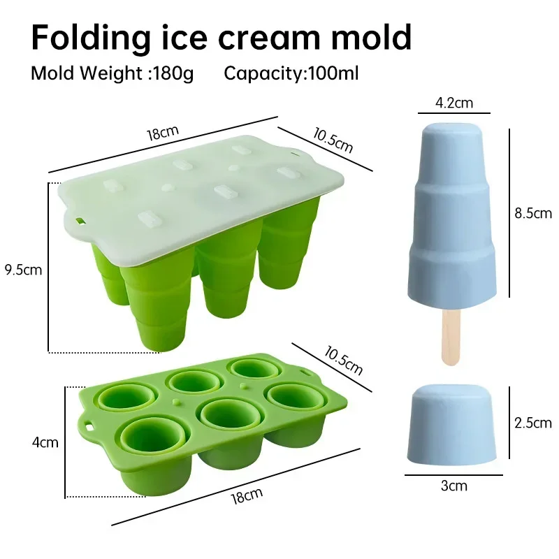 

MOONBIFFY 6-камерная складная силиконовая форма для мороженого