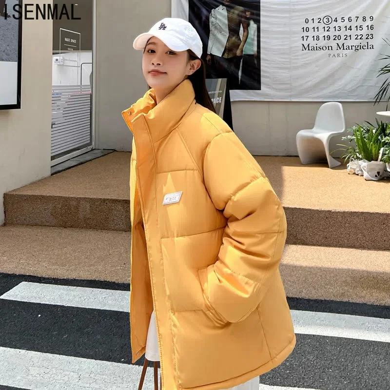 New Winter Jacket Women Parkas Long Sleeves Thick Down Cotton Padded Parka Female Jacket Short Loose Coat Warm Outwear