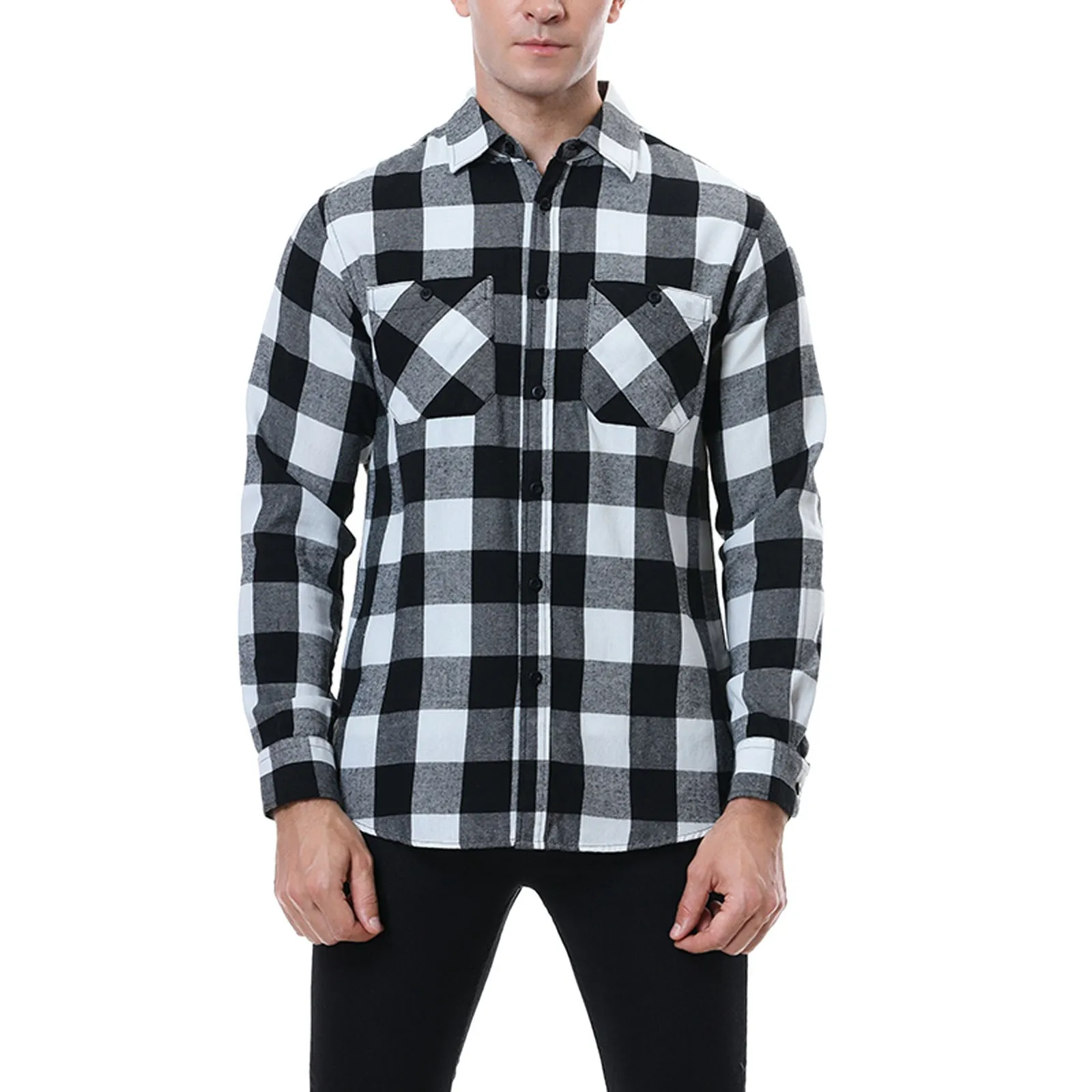 

Рубашка мужская повседневная свободного покроя, хлопковая блузка в клетку, с начесом, в европейском и американском стиле, деловой стиль