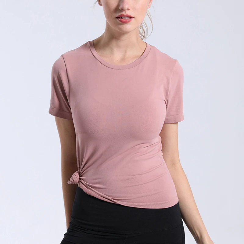 Рубашка для йоги женская блузка с коротким рукавом сексуальный топ спортивного