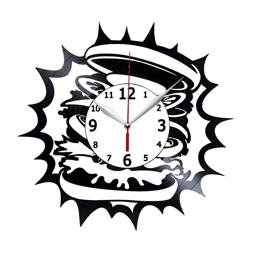 

Виниловые настенные часы с гамбургерами, дизайн гамбургеров, подарок для любого случая, круглые часы 12 дюймов