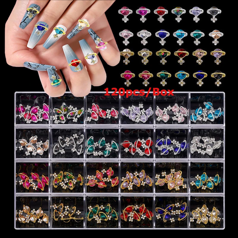 Luxury Shine Diamond Nail Art Rhinestones 3D Planet Nail Charms Gem DIY Jewelry Nail Decoration Alloy Accessories Nail Supplies enlarge