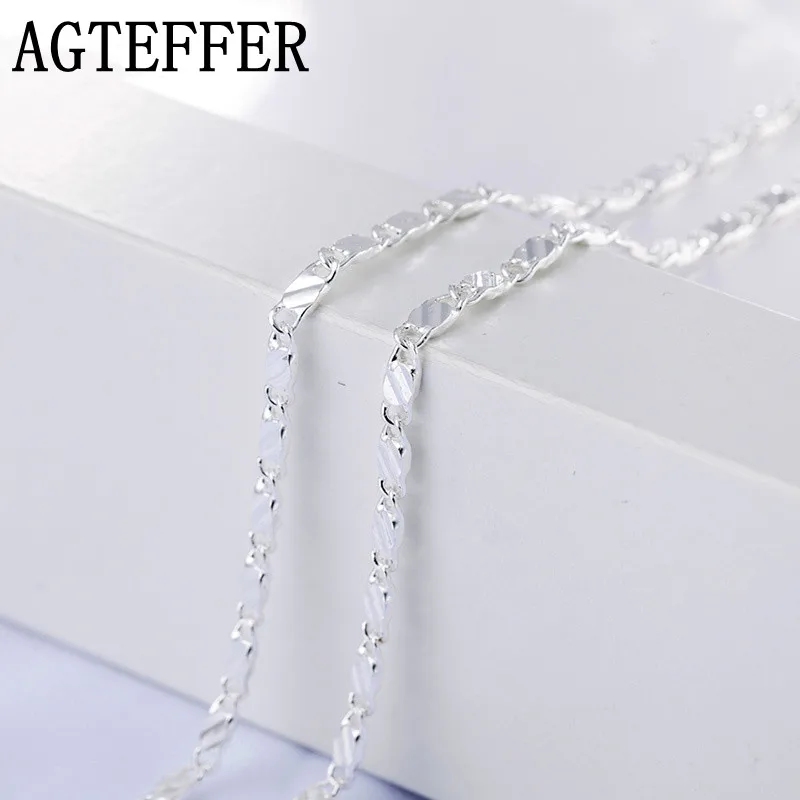 Ожерелье AGTEFFER из серебра 925 пробы с золотистой цепочкой длиной 2 мм 16-30 дюймов для
