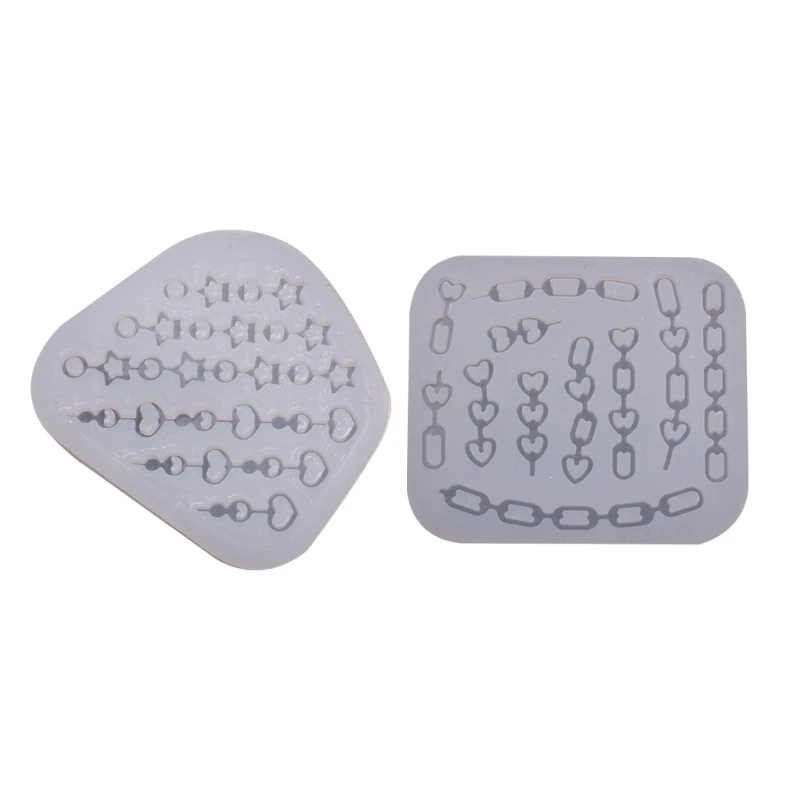 

4XBF Chain Shape Silicone Mold Resin Filling Tool Star Heart Chain Epoxy Casting Mold Quicksand Filler Mold Tiny Chain Craft