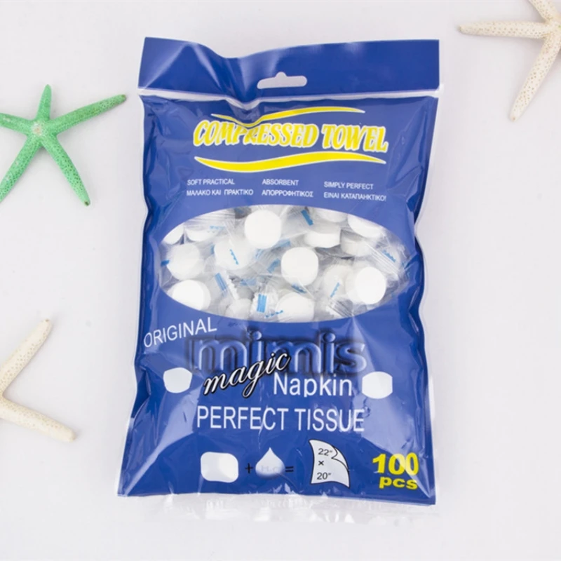 

100Pcs Compressed Towel Travel Disposable Face Towel Cleaning Quick Drying Towel Pure Cotton Non-Woven Fabric Wipes Makeup Towel
